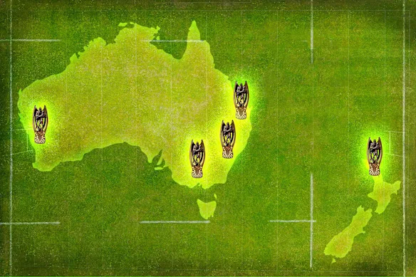 Cinq villes sont en lice pour accueillir la grande finale de la LNR 2028 : Sydney, Melbourne, Brisbane, Perth et Auckland.
