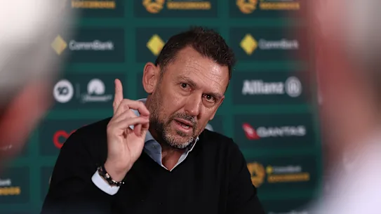L'entraîneur des Socceroos, Tony Popovic, mardi.