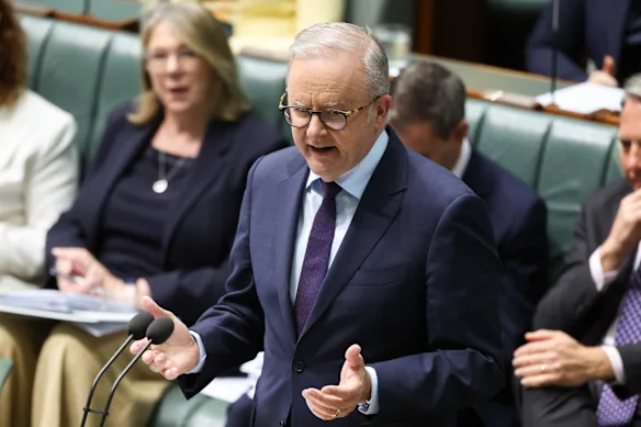 Le Premier ministre Anthony Albanese à l’heure des questions lundi.