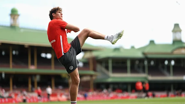 Charlie Curnow s'entraîne avec les Swans jeudi.