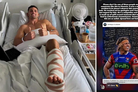 Nathan Cleary a publié une déclaration depuis son lit d'hôpital soutenant Crossland.