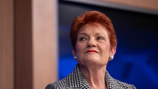 Pauline Hanson, dirigeante de One Nation, lors de son discours au club de presse.