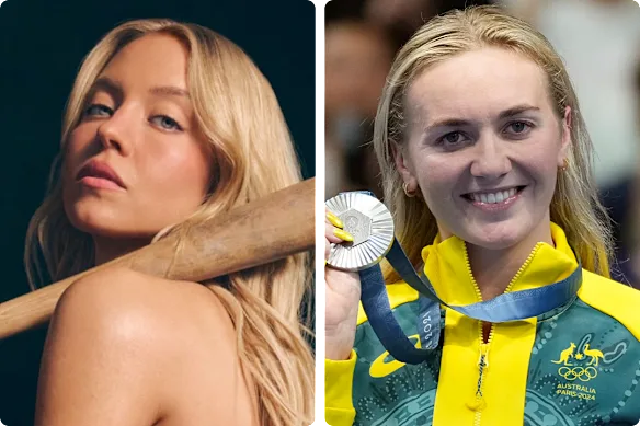 Sydney Sweeney pose pour sa publicité controversée de Novig, critiquée par l'olympienne Ariarne Titmus.