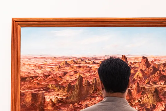 L'un des paysages du peintre exposé dans le cadre de Nolan : Origins à la Art Gallery of NSW.