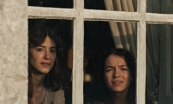 Edgar-Jones dans le rôle d'Elinor Dashwood et Creed-Miles dans le rôle de Marianne Dashwood.