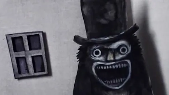 Le terrifiant Monsieur Babadook, tel qu'illustré dans un cadre du livre pop-up présenté dans The Babadook.