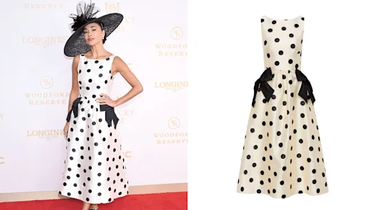 Nicole Scherzinger dans la robe midi « Bacio » de Rebecca Vallance.