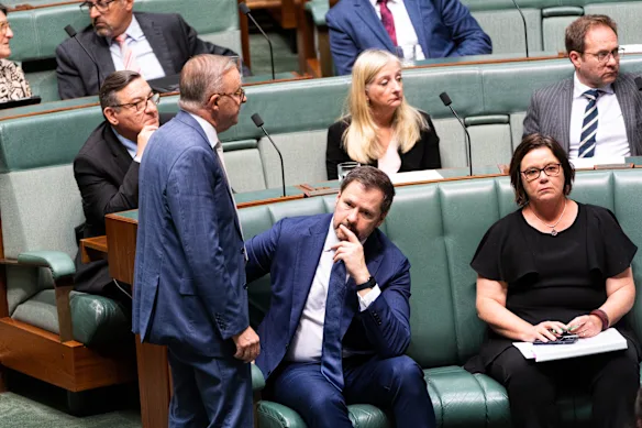 Le Premier ministre Anthony Albanese et Ed Husic en tant que ministre en 2023.