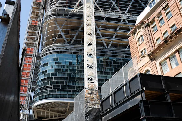 Construction du nouveau bâtiment Atlassian près de la gare centrale de Sydney.