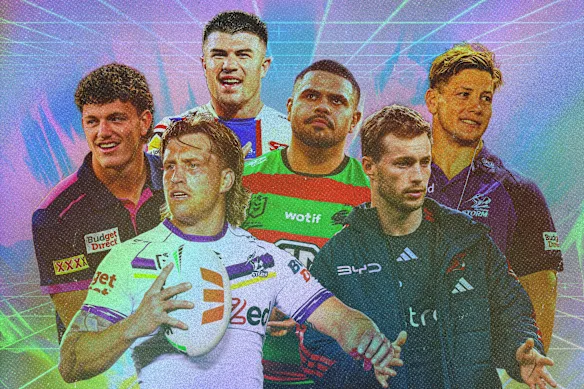 De nombreux joueurs représentatifs de l'Australie arriveront sur le marché libre le mois prochain, notamment Jack Bostock (à gauche), Cameron Munster, Bradman Best, Latrell Mitchell, Sam Walker et Harry Grant.