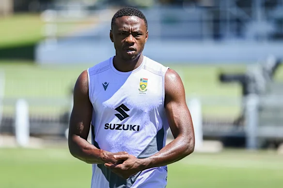 Kagiso Rabada à l'entraînement sud-africain à Durban la semaine dernière.